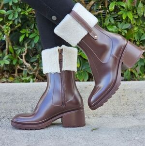 Women's Chunky Block Heel Ankle‎ Boots Brown Color